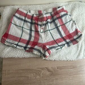 Plaid Women's PJ Shorts - Red and White